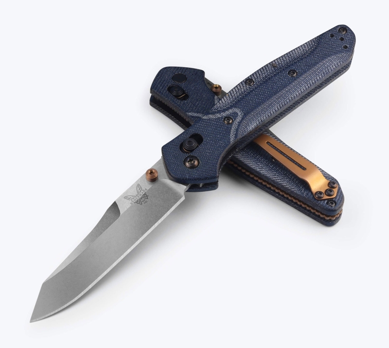 Benchmade 940-04 Osborne, Blue Denim Micarta Klinge, Dolch, Messer, Waffe