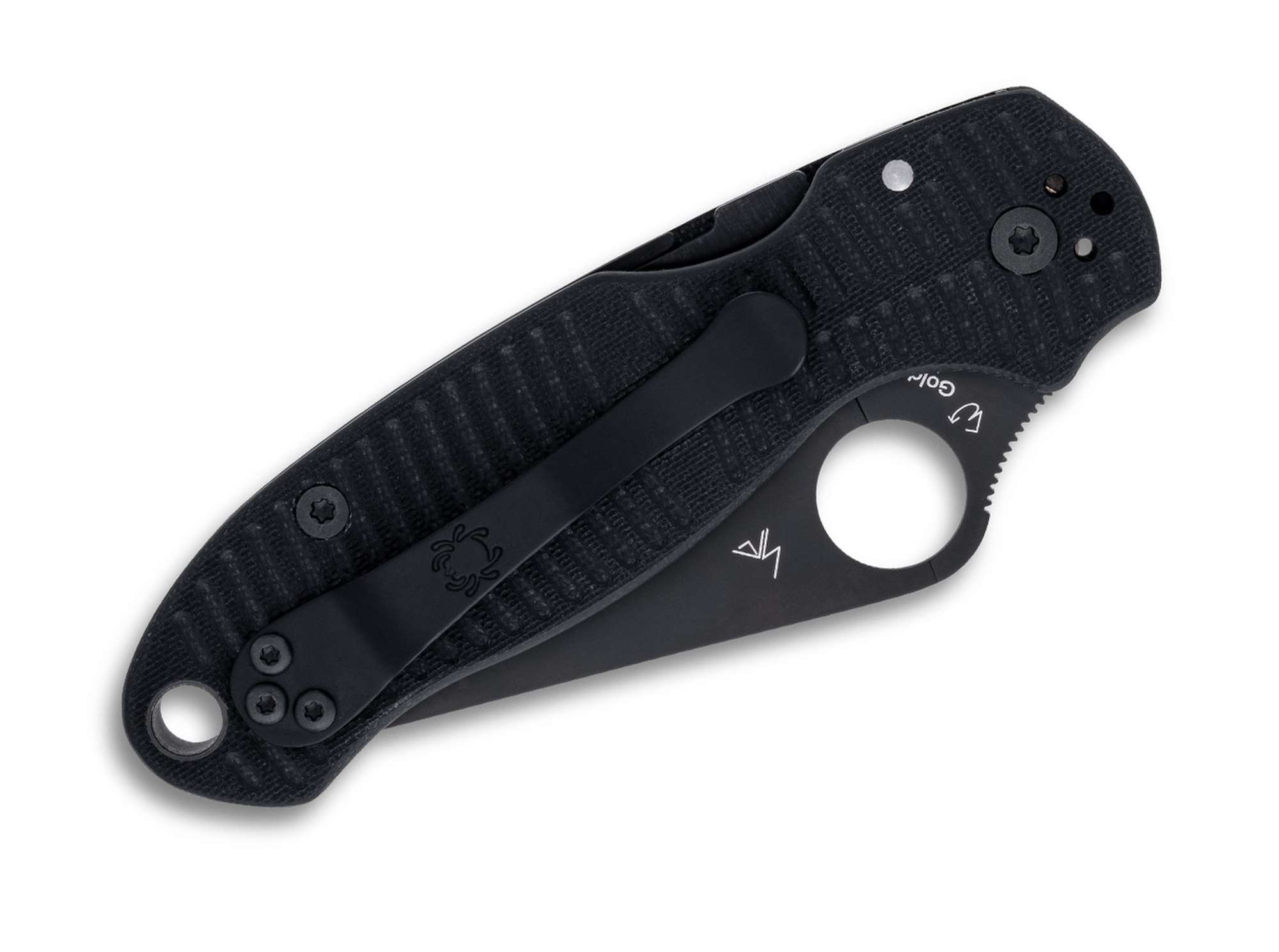 Spyderco Para 3 Salt Black C223GMCBKP geschlossen – schwarze G10 Griffschalen, Clip