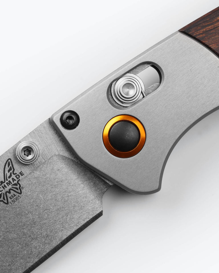 Benchmade Mini Crooked River – Gray Aluminum & Wood – Bild 4