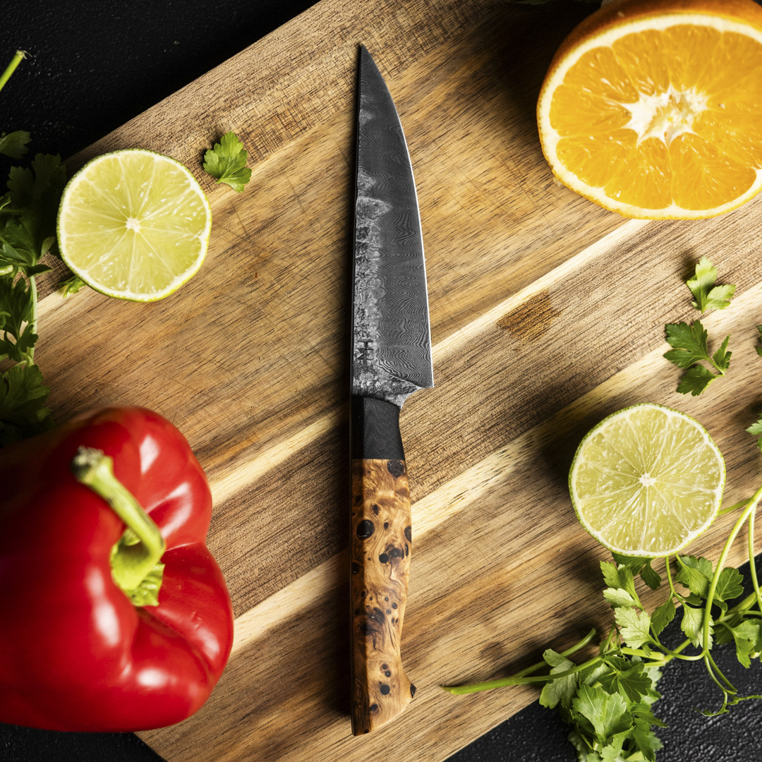 Martin Huber Gemüsemesser Damast Helle Pappel Zitrusfrucht, Essen, Obst, Klinge, Messer