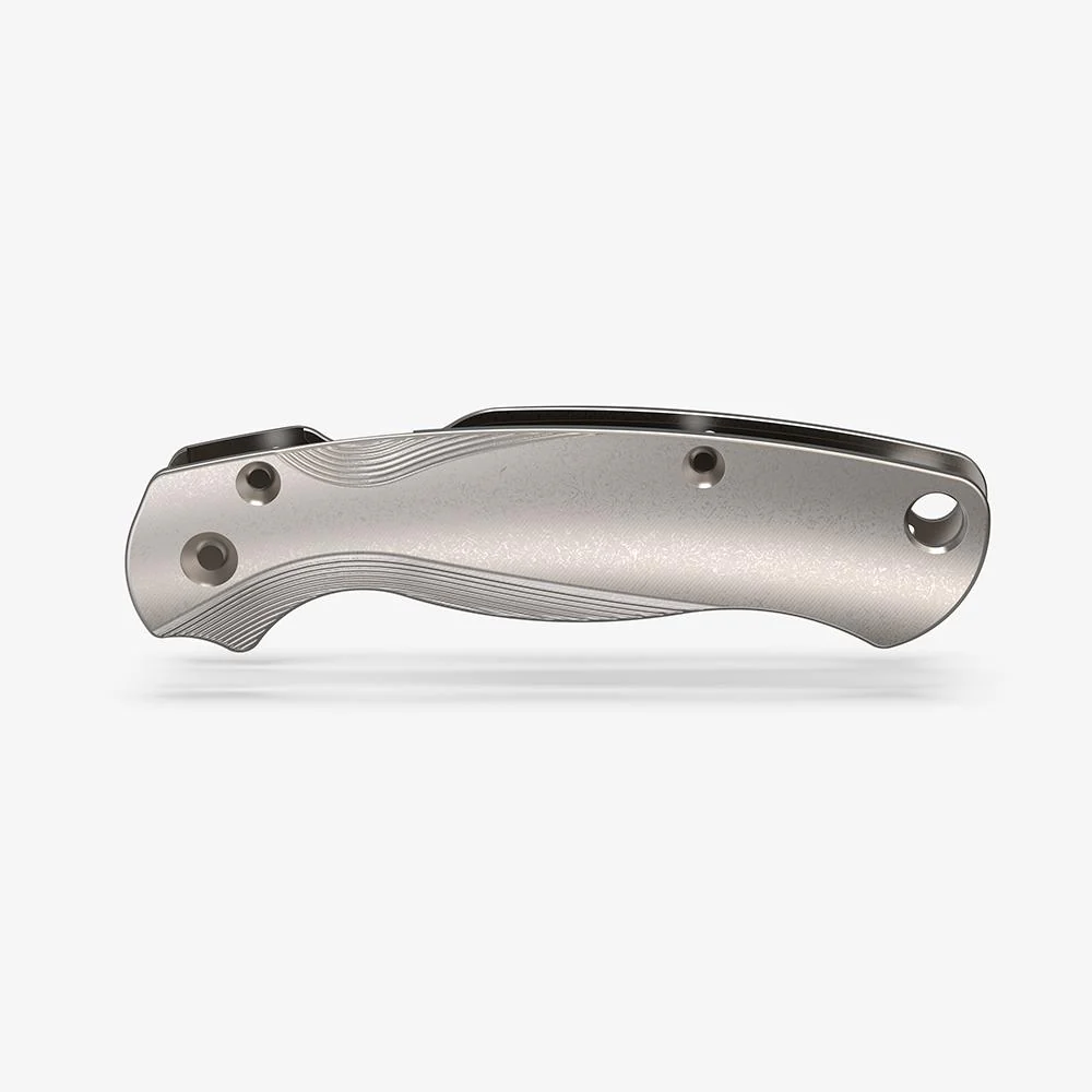 Flytanium Titanium Lotus Scales for Spyderco Paramilitary 2 Knife - Titanium Stonewash