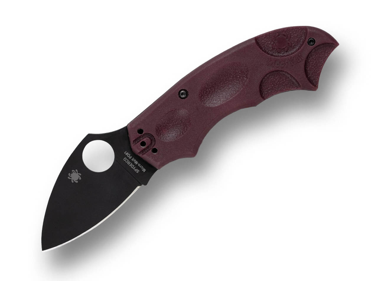 Spyderco Meerkat Burgundy Micro-Melt PD#1 Black Blade Sprint Run MAXI – Bild 1