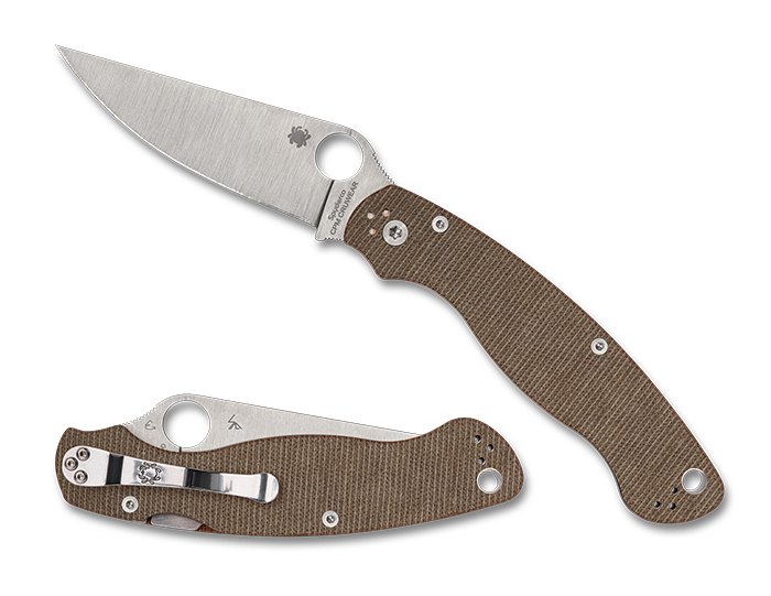 Spyderco Military 2 Brown Canvas Micarta CPM Cru-Wear Spyderco Military 2 Brown Canvas Micarta CPM Cru-Wear