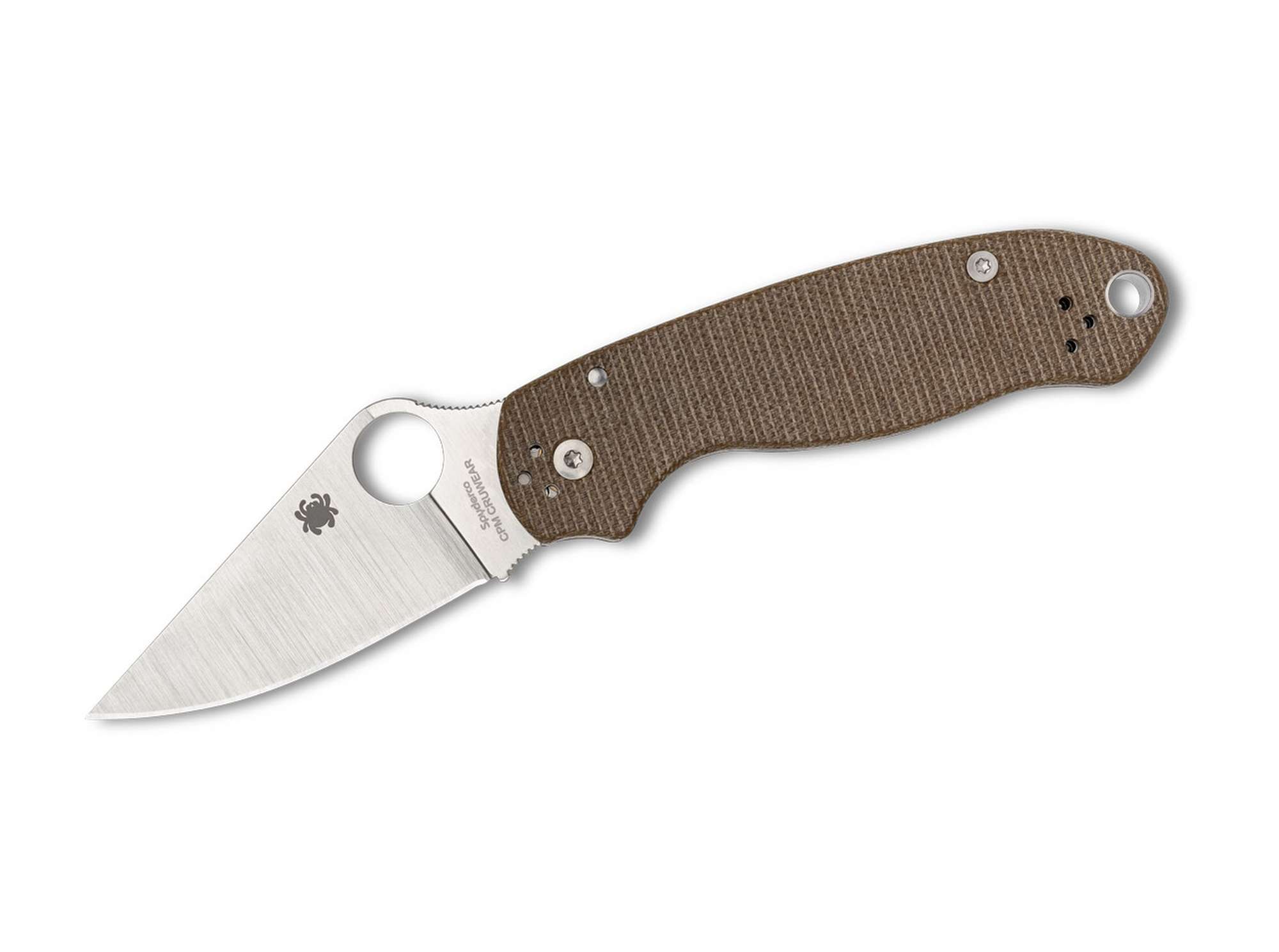 Spyderco Para 3 Brown Canvas Micarta CPM Cru-Wear Klinge, Dolch, Messer, Waffe
