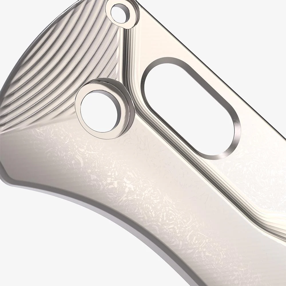 Flytanium Titanium Crossfade Scales for Benchmade Bogout Knife - Titanium Stonewash MAXI – Bild 3