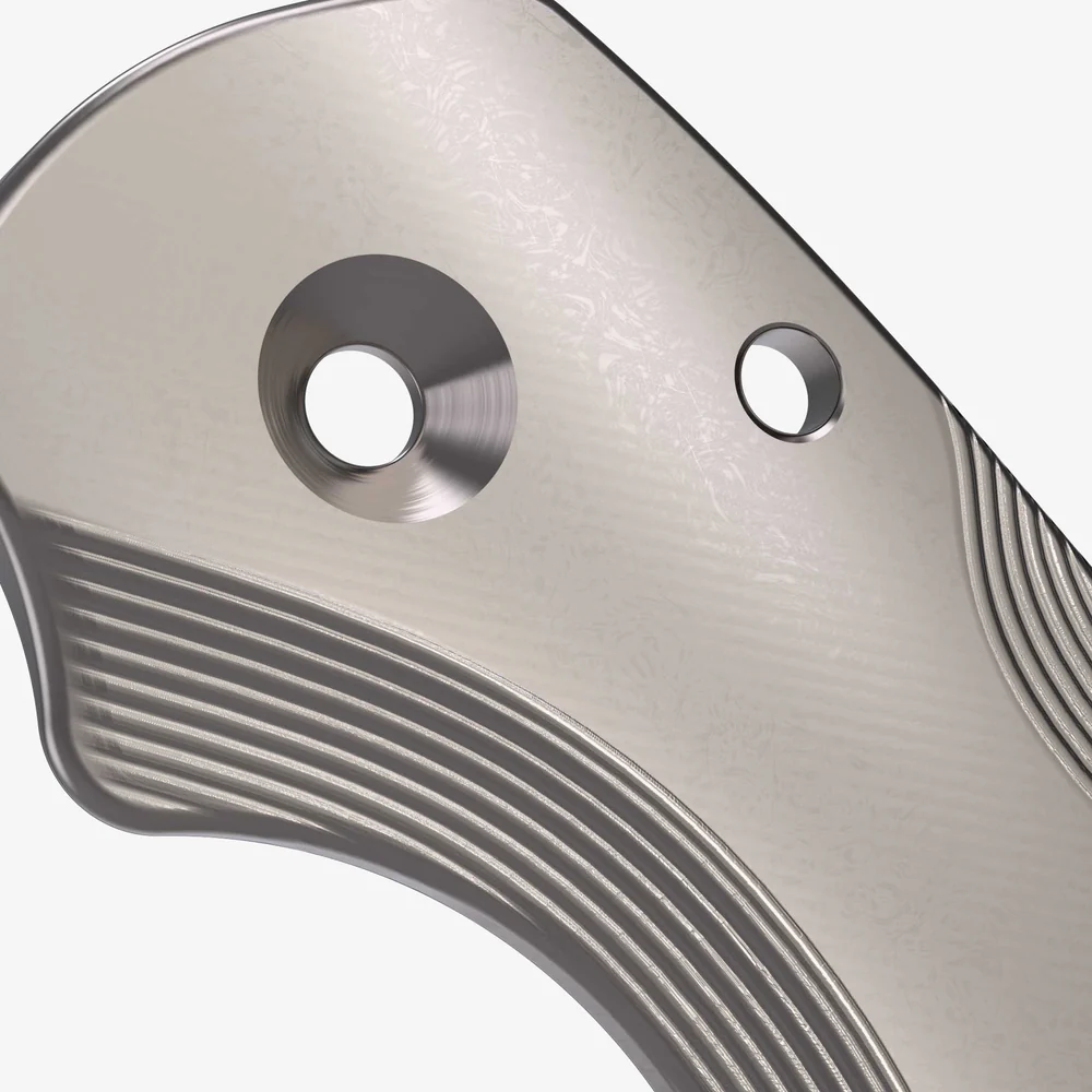Flytanium Titanium Lotus Scales for Spyderco Paramilitary  Knife - Titanium Stonewash MAXI – Bild 1