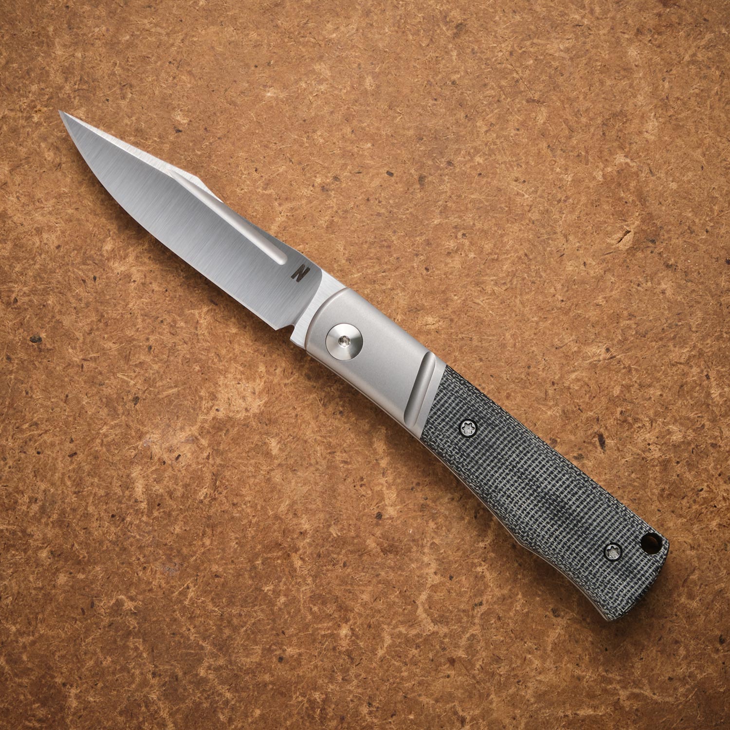 NotoriousEDC Kingpin Stonewashed Back Micarta Titanium/Satin Blade NotoriousEDC Kingpin Stonewashed Back Micarta Titanium/Satin Blade