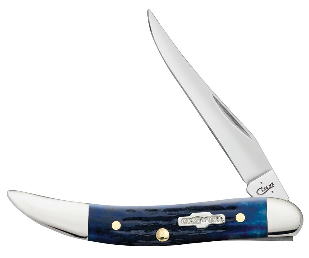02804_071_Small_Texas_Toothpick_Front_18 Case Small Texas Toothpick Mediterrean Blue Bone Smooth