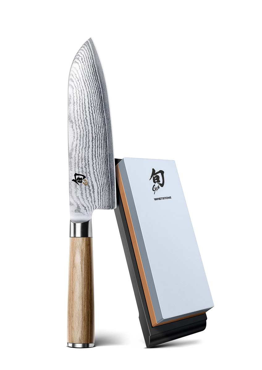Kai Shun Classic White Santoku und Schleifstein im Set Besteck, Waffe, Klinge, Messer