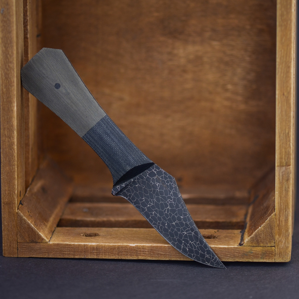 Aux MFG Pocket Bowie Slim Damast Black - Green Micarta  – Bild 3
